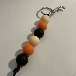 Silicone Beaded Halloween Themed Keychain Black,Orange,tan